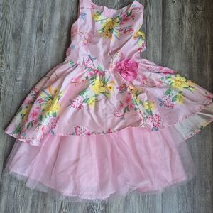 wonder nation Pink Floral Party Dress with Flower Accent